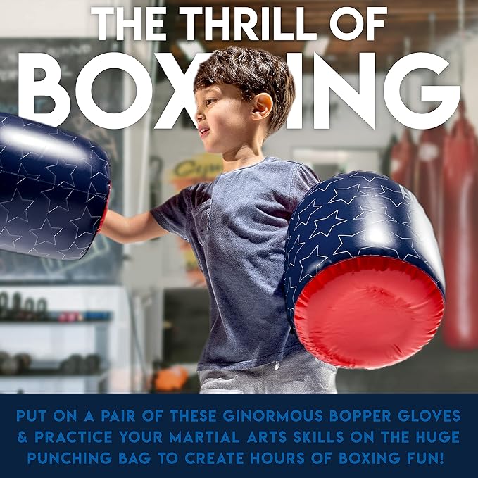 Franklin Sports Inflatable Punching Bag & Bopper Glove Set - Perfect for Kids & Toddlers - Oversized Boxing Bag & Gloves Small