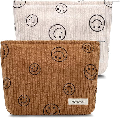 Corduroy Makeup Bag Cosmestic Bag 2pcs Large Capacity Ladies Women Aesthetic Make Up Organizer Accessories Zipper Pouch Purse 2PCS