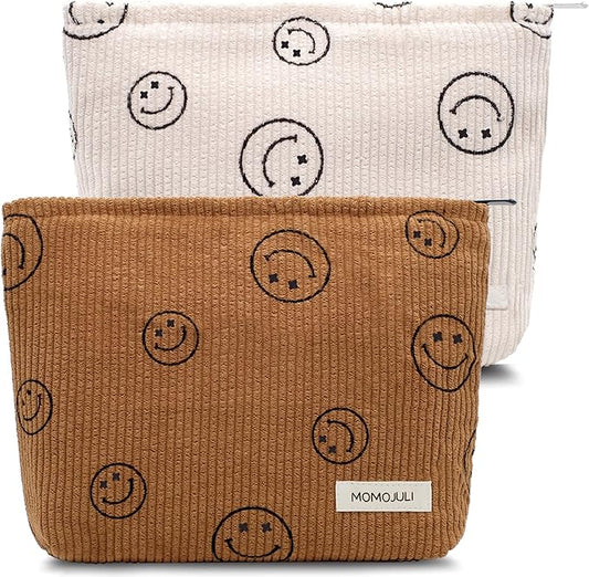 Corduroy Makeup Bag Cosmestic Bag 2pcs Large Capacity Ladies Women Aesthetic Make Up Organizer Accessories Zipper Pouch Purse 2PCS
