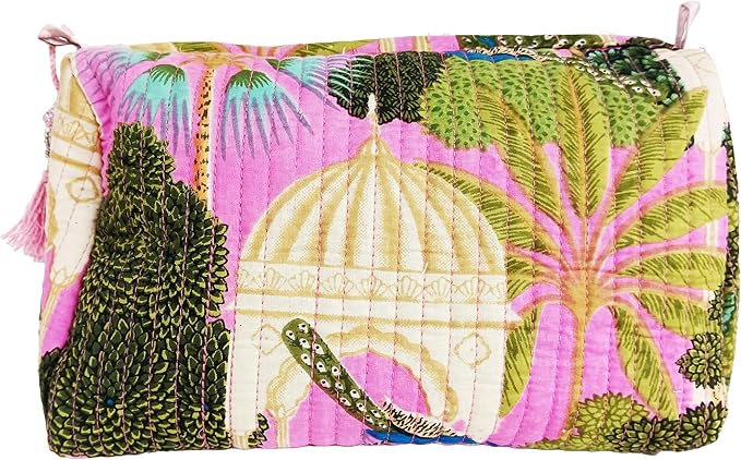 Rastogi Handicrafts Cosmetic Bags Set, 3 Piece Make Up Organizer Bag Storage Bags with Zipper Closure (3, Multicolor, Design-6)