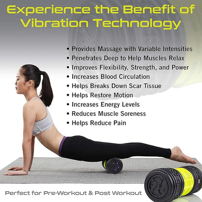HealthSmart 4-Speed Vibrating Exercise Roller Foam FSA/HSA Eligible