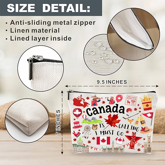 Canada Souvenirs Cosmetic Bags For Women，Canada Is Calling I Must Go, Makeup Organizer Bag, Toiletry Pouch, Small Travel Storage Bag, Canada Themed Gifts, Women Essentials - D06