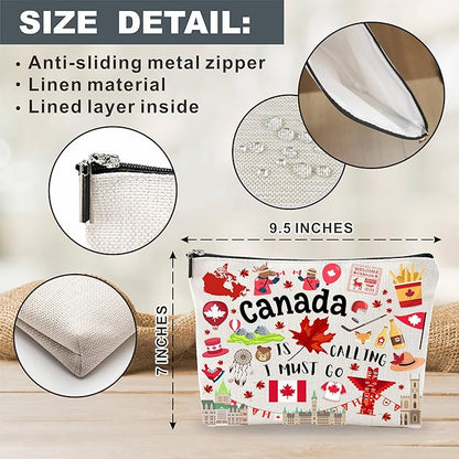 Canada Souvenirs Cosmetic Bags For Women，Canada Is Calling I Must Go, Makeup Organizer Bag, Toiletry Pouch, Small Travel Storage Bag, Canada Themed Gifts, Women Essentials - D06
