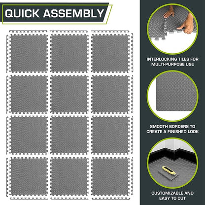 ProsourceFit Puzzle Exercise Mat Â½ in