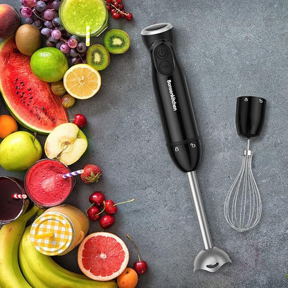 Bonsenkitchen Immersion Blender Handheld, 12-Speed and Turbo Hand Blender Electric with Sharp Blades, 3-In-1 Hand Held Stick Blender with Egg Whisk, 24oz Beaker for Soups, Smoothies, Sauce