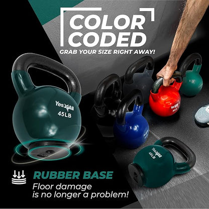 Yes4All Kettlebells Rubber Base (10-65 lbs)