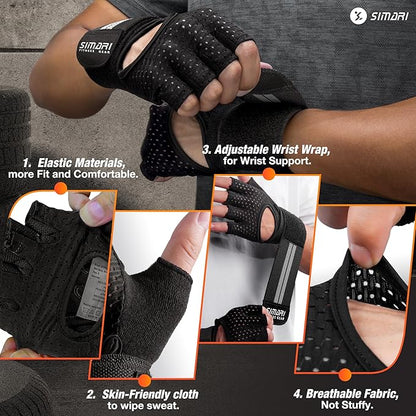SIMARI Breathable Workout Gloves for Men Women
