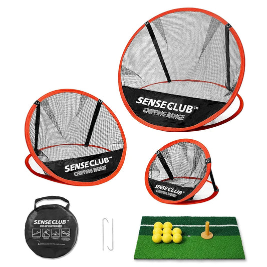 Foldable Chipping Net with Mat & Balls, Indoor Golf Practice Chipping Target, Backyard Golf Game & Gifts