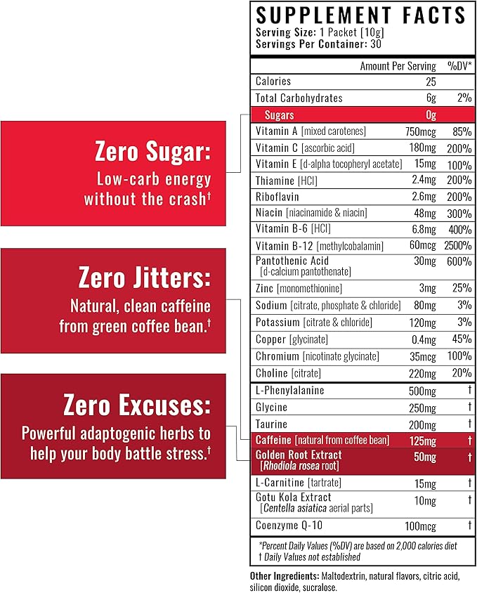 Wilderness Athlete - Energy & Focus | Energy Booster for Women & Men - Energy Drink Mix with Natural Caffeine - Low-Carb, Zero Sugar Energy Drink Powder - 30 Serving Energy Drink Tub (Cherry Limeade)
