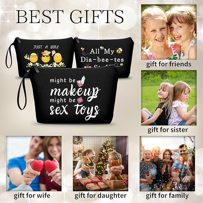 Funny Gifts for Friends, Unique Women's Makeup Bag, Travel Cosmetic Bag