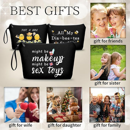 Funny Gifts for Friends, Unique Women's Makeup Bag, Travel Cosmetic Bag