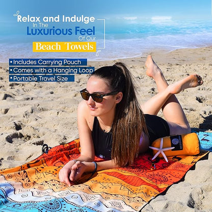 ECCOSOPHY Microfiber Beach Towel - Sand Free Towels 71x35 in