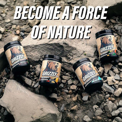 Grizzly Pre Workout Powder for Men & Women - Essential Aminos L-Citrulline & Beta Alanine Plus Caffeine - Preworkout Energy Drink Mix for Intense Power Focus & Pump - Arctic Ice - 40 Servings