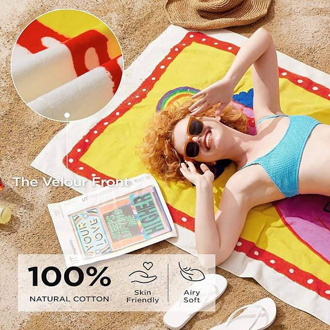 Bedsure U Series 100% Cotton Beach Towel 35"x70"