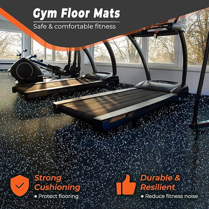 SUPERJARE 0.4 Inch Gym Flooring for Home Gym 24 Tiles 24"" x 24"" Workout (96 sqft),