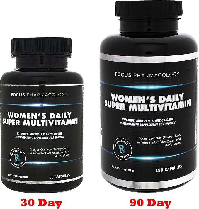 Women's Daily Super Multi-Vitamin for Women - 180 Ct Blend of Vitamins, Minerals, Plus Herbs for Energy, Focus, and Womens Health
