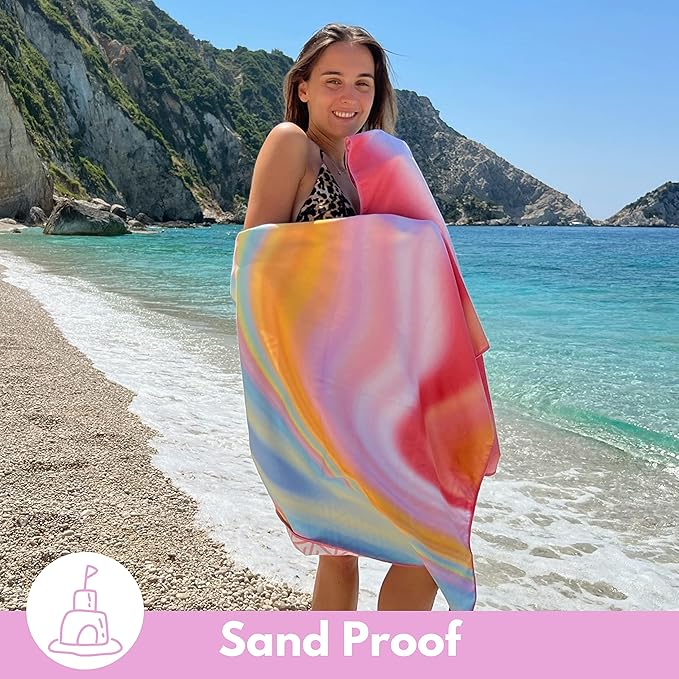 ECCOSOPHY Microfiber Beach Towel - Sand Free Towels 71x35 in