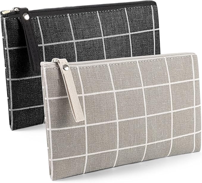 SUMAJU 2 Pcs Small Cosmetic Bag, Multi-Function Canvas Cosmetic Pouch Small Zipper Pouch Makeup Bag Purse Pouches Cute Makeup Pouch Christmas Gifts Stocking Stuffers for Women