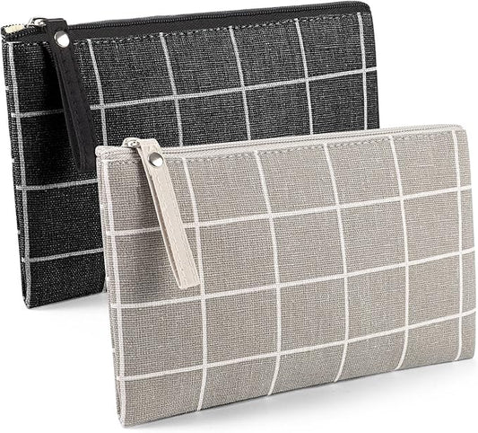 SUMAJU 2 Pcs Small Cosmetic Bag, Multi-Function Canvas Cosmetic Pouch Small Zipper Pouch Makeup Bag Purse Pouches Cute Makeup Pouch Christmas Gifts Stocking Stuffers for Women