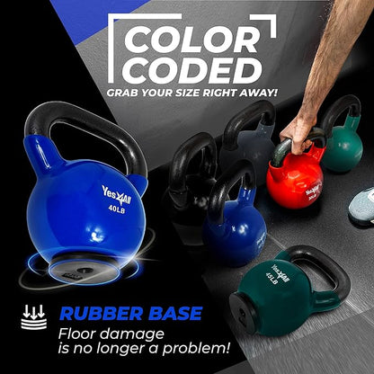 Yes4All Kettlebells Rubber Base (10-65 lbs)