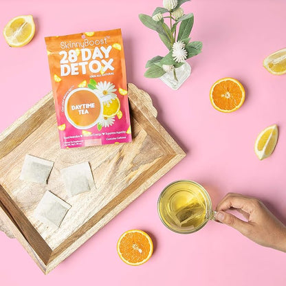 SkinnyBoost 28 Day Detox Daytime Tea -(28 Tea Bags) Supports Metabolism Boost, Detox, All Natural, Non GMO, Vegan, Keto Friendly