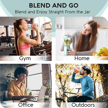 Mueller Personal Blender for Shakes and Smoothies with 15 Oz Travel Cup and Lid, Juices, Baby Food, Heavy-Duty Portable Blender & Food Processor, Turquoise