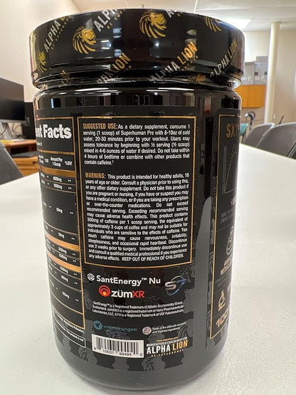 Alpha Lion Superhuman Pre Workout Powder, Beta Alanine, L-Taurine & Tri-Source Caffeine for Sustained Energy & Focus, Nitric Oxide & Citrulline for Pump (21 Servings, Green Gummy Bear Flavor)