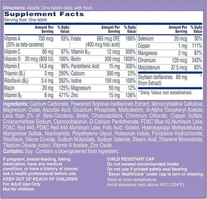 One A Day Women's Menopause Multivitamin with Vitamin A, Vitamin C, Vitamin D, Vitamin E and Zinc for Immune Health Support, Tablet