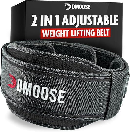 DMoose Weight Lifting Belt for Men & Women 2 in 1 Adjustable 4" 6" 6" Width