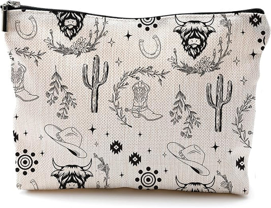 Western Makeup Bag, Western Gifts for Women, Western Stuff for Women, Cow Makeup Bag, Cowgirl Gifts, Cowgirl Stuff