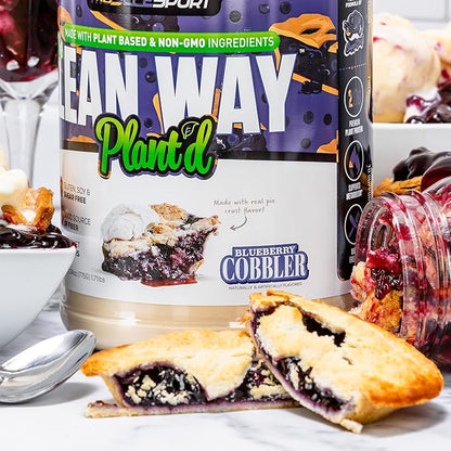 Musclesport Lean Way Plant Protein - Pea Protein and Brown Rice Protein Blend, with Added CLA, MCT and L-Carnitine - 20 Servings (Blueberry Cobbler)