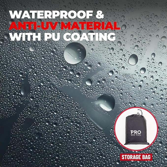 PRO BIKE TOOL Bicycle Cover Transparent PVC 0.15mm Thick, Reflective Safety Loops, Chain Hole Rings, Adjustable Buckle Strap, XL Size