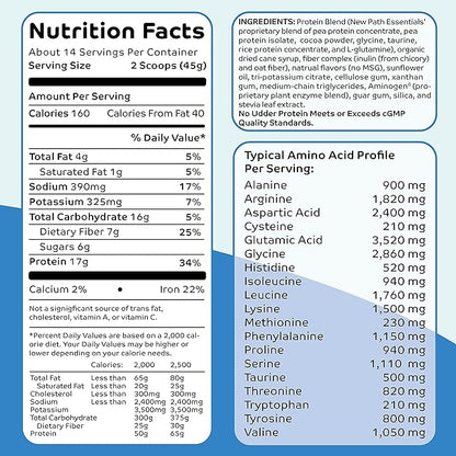 No Udder Protein | Vegan Protein Powder | Soy Free Protein Powder | Chocolate | 17g Protein | 1lb