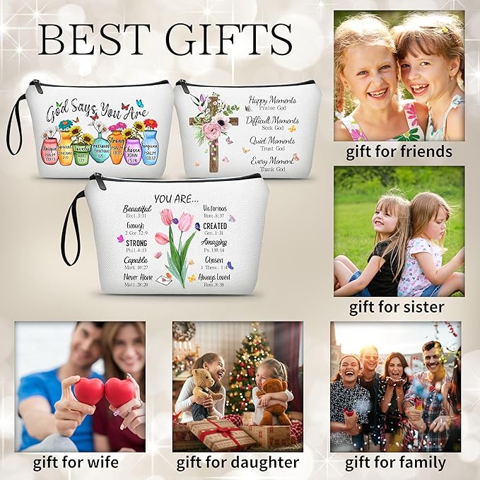 Cosmetic Bags for Women,Christian Gifts for Women,Period Bags for Teen Girls for School,You Are Beautiful Victorios Enough Strong Amazing Makeup Bag,Christian Faith Gifts