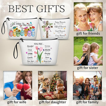 Cosmetic Bags for Women,Christian Gifts for Women,Period Bags for Teen Girls for School,You Are Beautiful Victorios Enough Strong Amazing Makeup Bag,Christian Faith Gifts