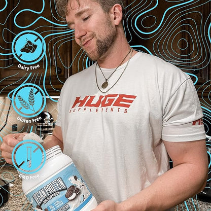 Huge Supplements Vegan Protein Powder - Cookies & Cream - Superior Plant-Based Protein Powder, 20g Protein Per Serving