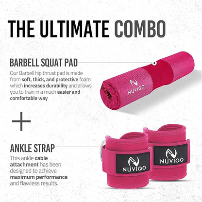 Barbell Pad & 2 Ankle Straps for Cable