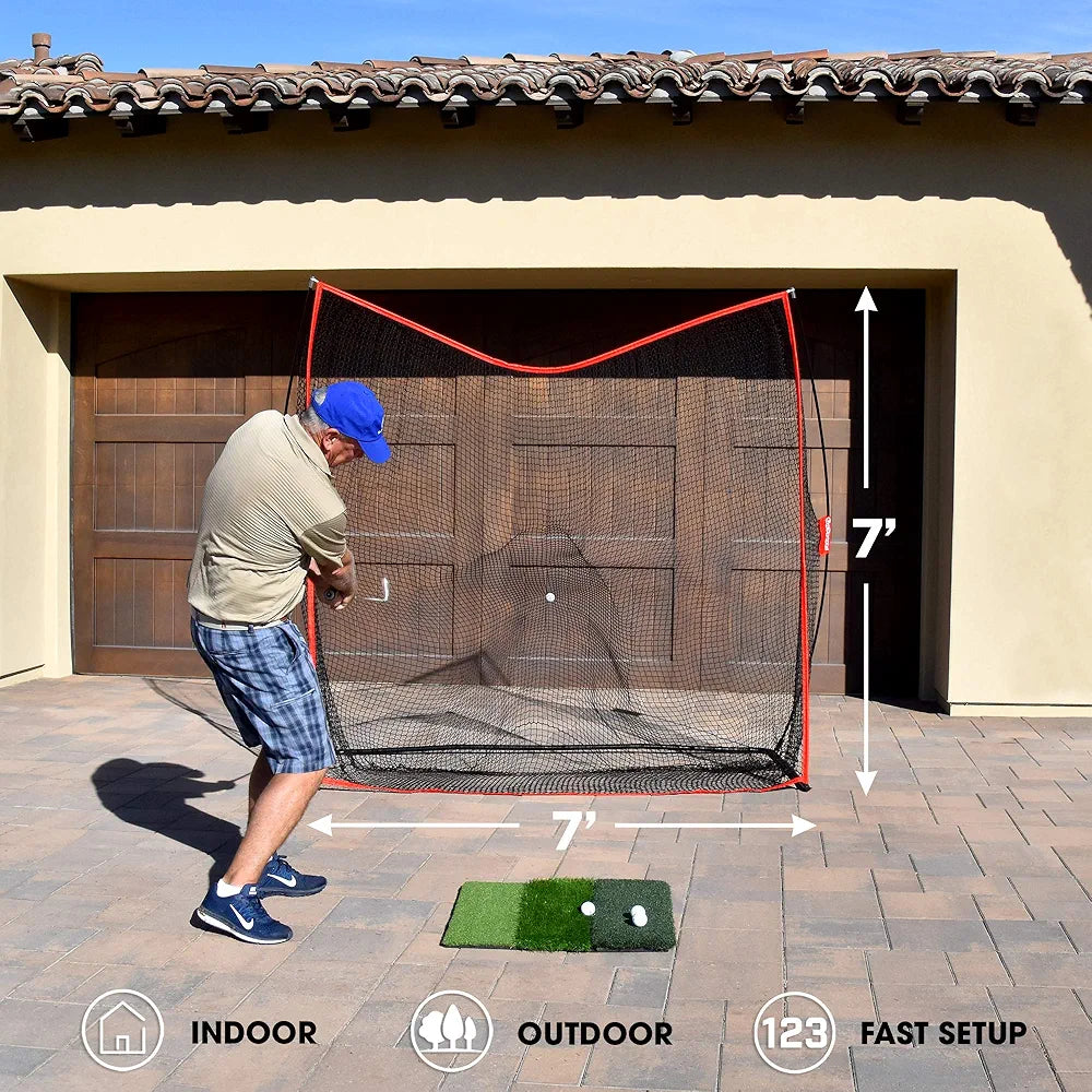GoSports Golf Practice Hitting Net - Choose Between Huge 10 x 7 ft or 7 x 7 ft Nets - Personal Driving Range for Indoor or Outdoor Use - Designed by Golfers for Golfers
