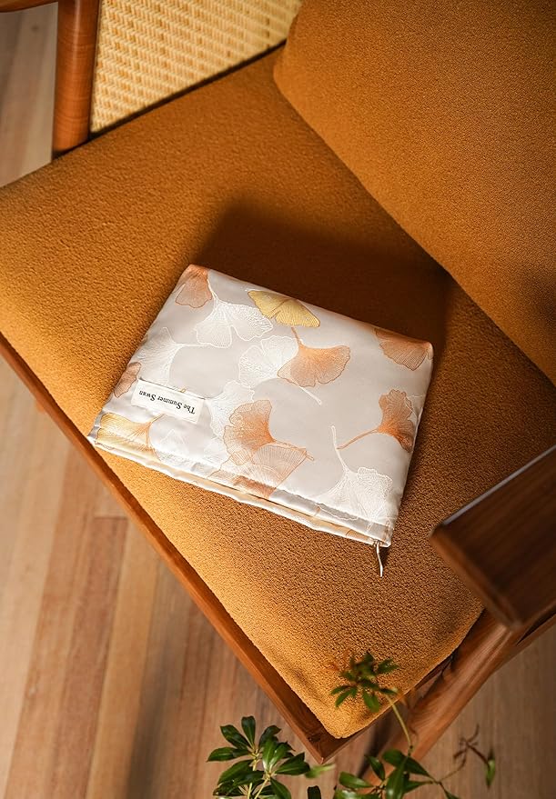 The Summer Swan | Large Aesthetic Makeup Bag | Floral Makeup Bag | Mid-day Clutch | Period Kit Bag | Hygiene Bag | Skincare Bag | Cute Makeup Bag (Ginko), CosmeticBag10575