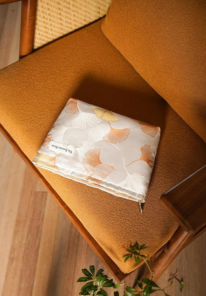 The Summer Swan | Large Aesthetic Makeup Bag | Floral Makeup Bag | Mid-day Clutch | Period Kit Bag | Hygiene Bag | Skincare Bag | Cute Makeup Bag (Ginko), CosmeticBag10575