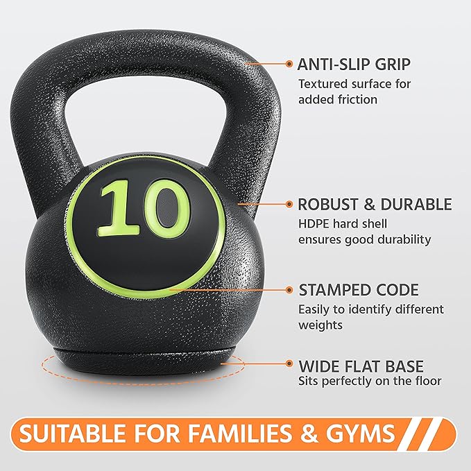 Yaheetech Kettlebell Sets 4 Piece Strength Training KettleBells 5lb, 10lb, 10lb, 15lb, 15lb, 20lb 20lb Kettle