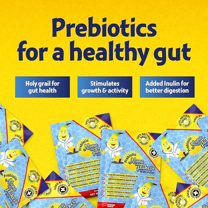 Nutritional Designs, Prebiotic Nana Flakes with Inulin, 100% Pure Banana Flakes, Gut Health, High Protein & Fiber, Natural Diarrhea Remedy, IBS Relief, for Adults & Kids 4+ (25 Single-Serve Packs)