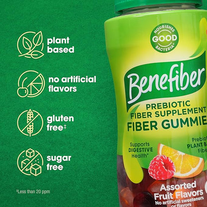 Benefiber Prebiotic Fiber Supplement Gummies for Digestive Health, Assorted Fruit Flavor - 81 Count