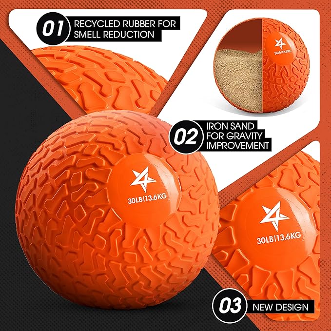 Yes4All Upgraded Version Durable Solid Slam Medicine Balls 10-40lbs, Multicolor