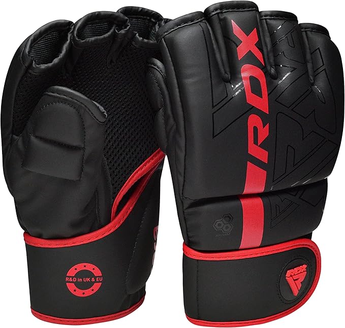 RDX MMA Gloves Grappling Sparring, Pre-Curved Mixed Martial Arts Mitts Men Women Boxing Gloves, Maya Hide Leather Kara Cage Fighting Workout, Combat Sports Training, Muay Thai, Punching Bag Kickboxing