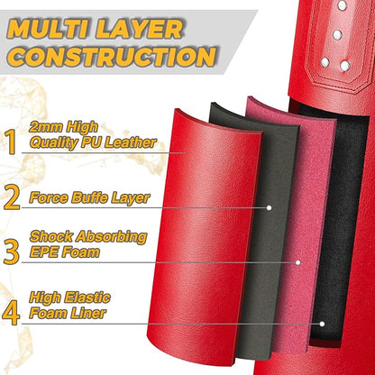Prorobust Punching Bag for Adults, 4ft PU Heavy Boxing Bag Set with 12OZ Gloves for MMA Kickboxing Boxing Karate Home Gym Training (Unfilled)
