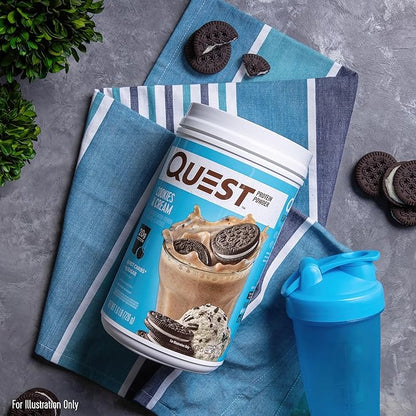 Quest Nutrition Cookies & Cream Protein Powder, 20g Protein, 1g Sugar, Low Carb, Gluten Free, 1.6 Pound, 24 Servings