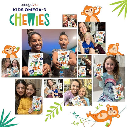 Omega 3 Gummies - Ultra-High DHA Chewable Gel Gummy - Omega 3 for Kids Supports Brain & Eye Health - Sugar-Free Natural Fruit Flavor - Kids Omega 3 Fish Oil Gummies (30 Count)