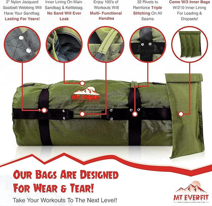 Sandbag Workout Bag & Sandbag Kettlebell Set - 1050 Cordura 8 Thick 3 Inner