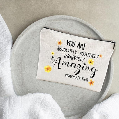 Sunflower Makeup Bag - You Are Absolutely, Positively, Incredibly Amazing - Quotes Cosmetic Bag, Toiletry Bag Gift For Girls, Teen, Sister, Besties, Personal Care & Accessories - A04